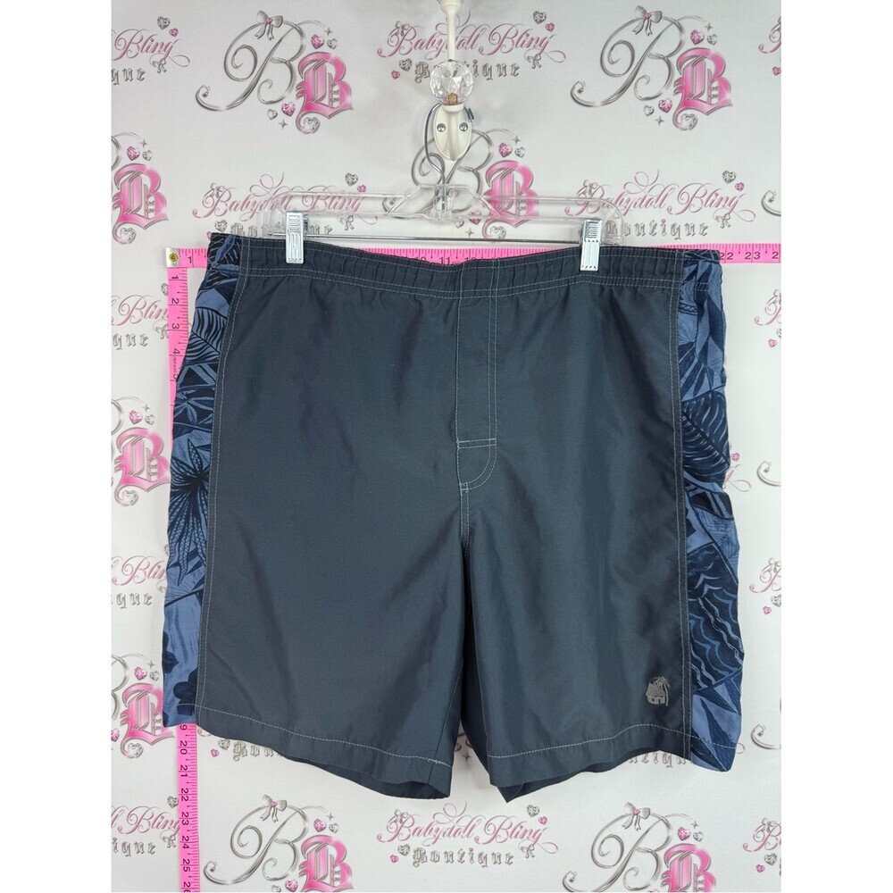 Caribbean Joe navy Black Swim Board Shorts with Navy Floral Side Panels let’s go